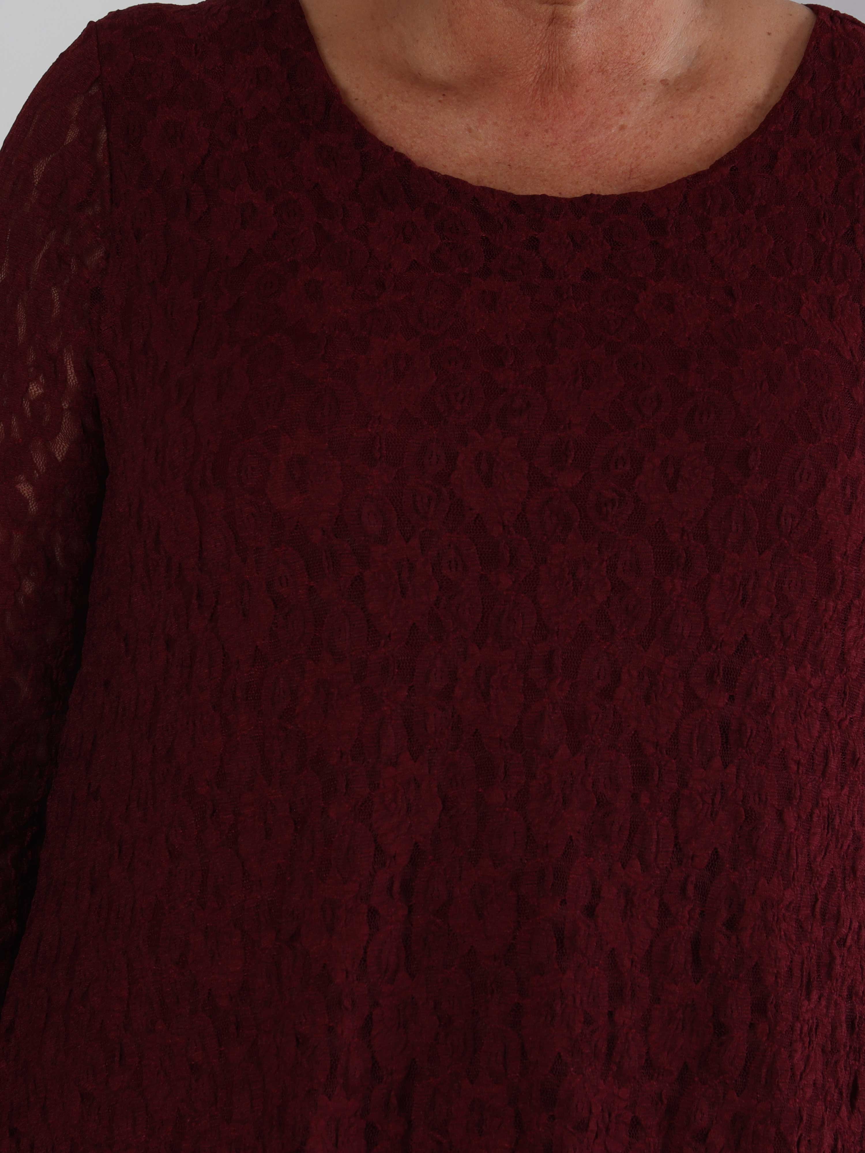 Candidas - Plus size blondetunika med chiffonlag